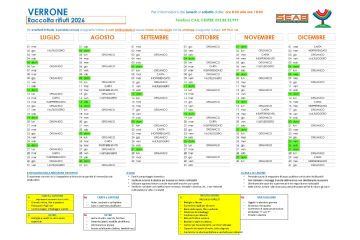Calendario raccolta II° Semestre